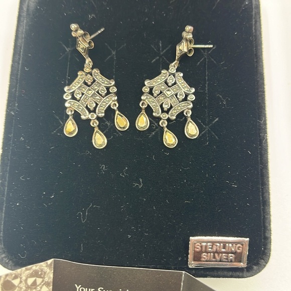 Vintage Marcasite Sterling Silver Chandelier Earrings by Suspicion  ✨ - Picture 6 of 12